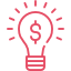 Pink lightbulb with dollar symbol